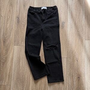 Youth Flying Monkey Size 14 High Rise Cropped Straight Ripped Black Jeans